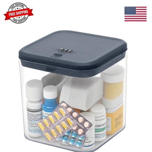 Clear medicine lock box with - box,