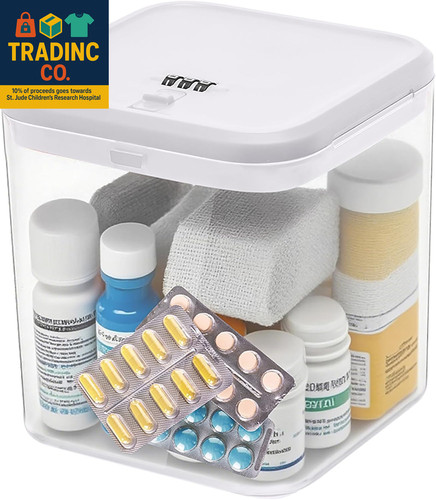 Clear medicine lock box with - medicine,