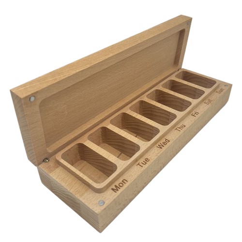 Wooden weekly daily pill box - weekly,